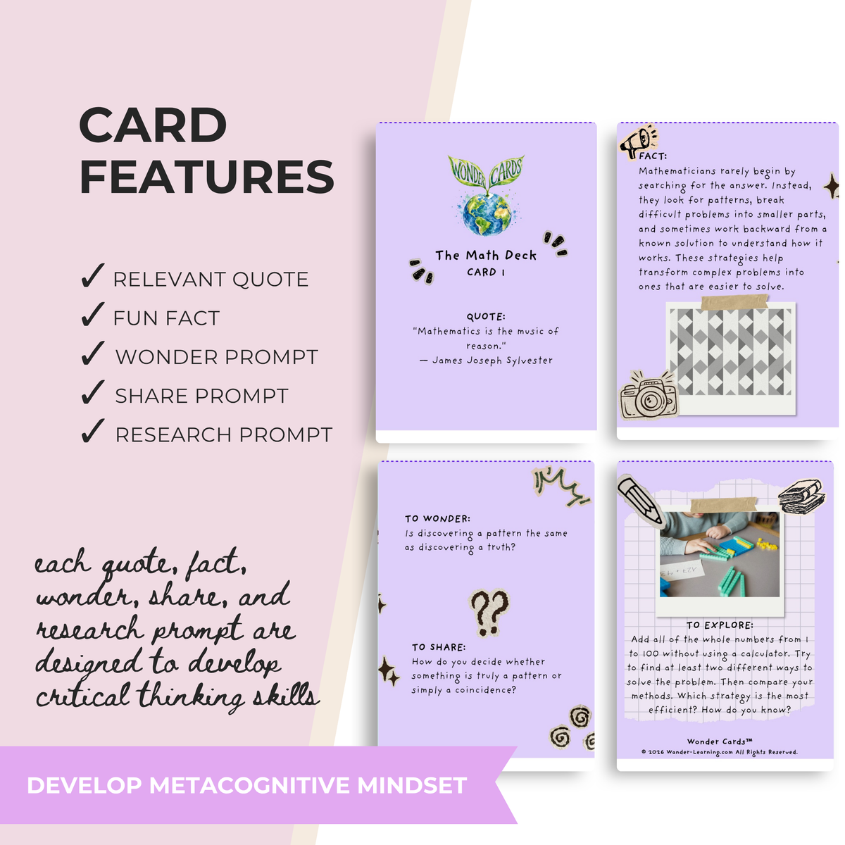 Math Inquiry Cards | Patterns, Problem Solving, Geometry & Mathematical Thinking