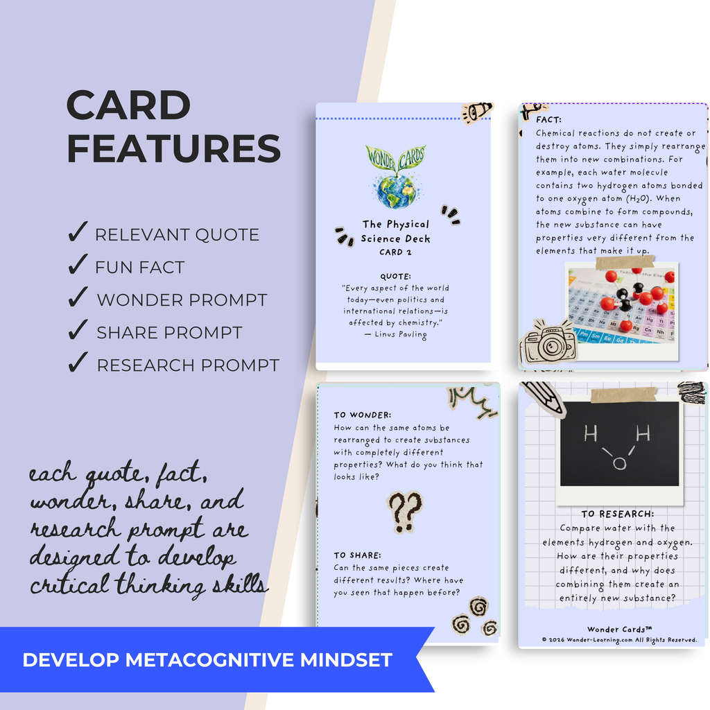 Physical Science Inquiry Cards Critical Thinking, Discussion & Research