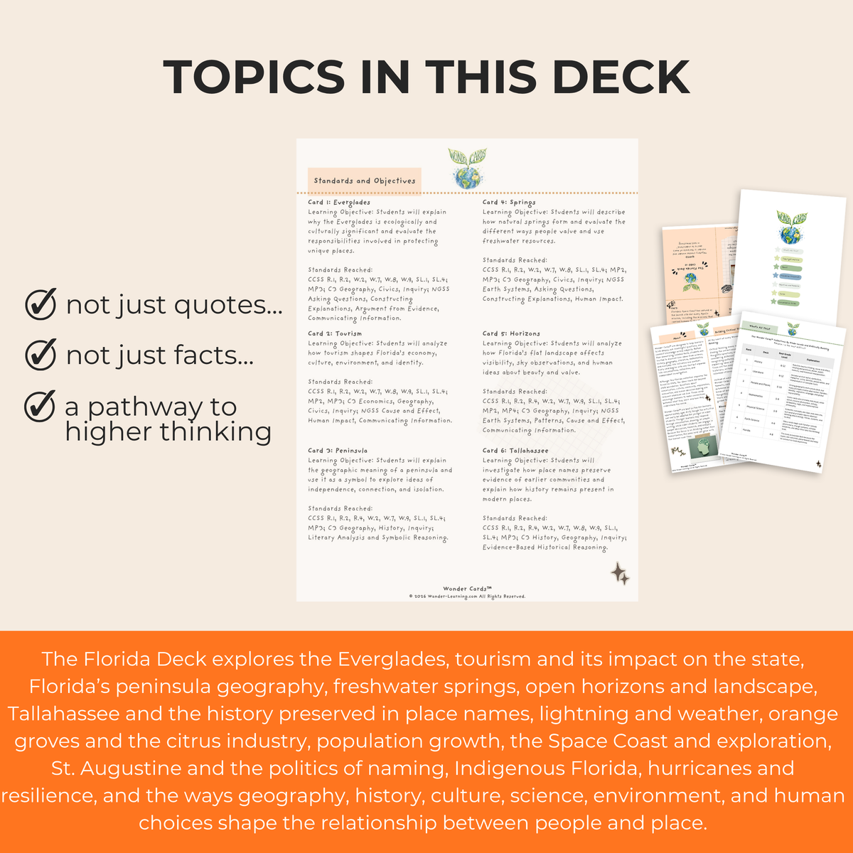Florida Inquiry Cards | History, Science & Critical Thinking | Wonder Cards