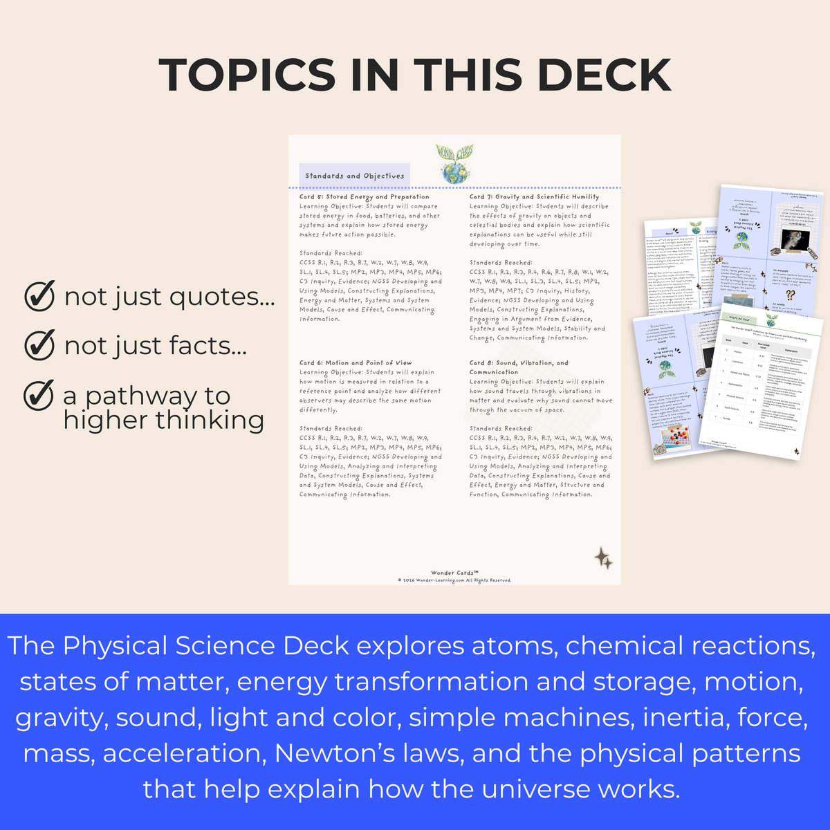 Physical Science Inquiry Cards Critical Thinking, Discussion & Research