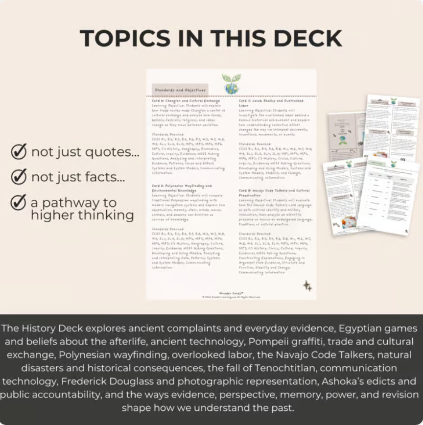 History Inquiry Cards | Historical Thinking, Evidence, Discussion & Research
